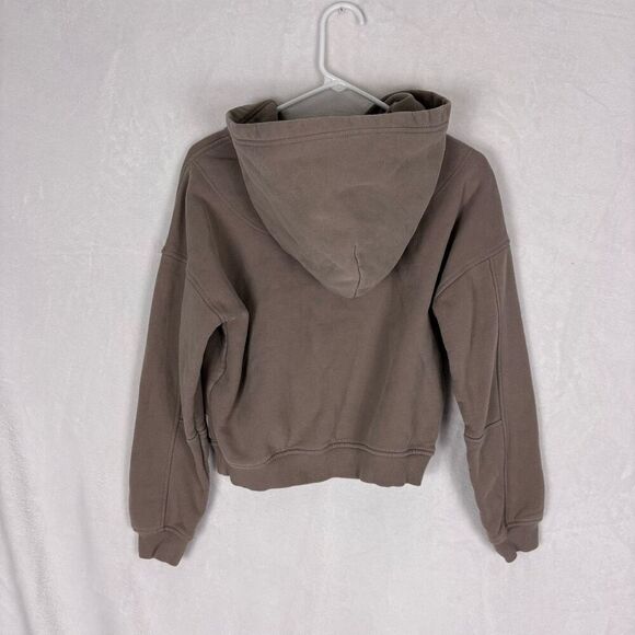 Roots Canada Brown Hooded Pullover Cotton/Poly Blend Semi Cropped Sweatshirt Siz - Picture 8 of 13